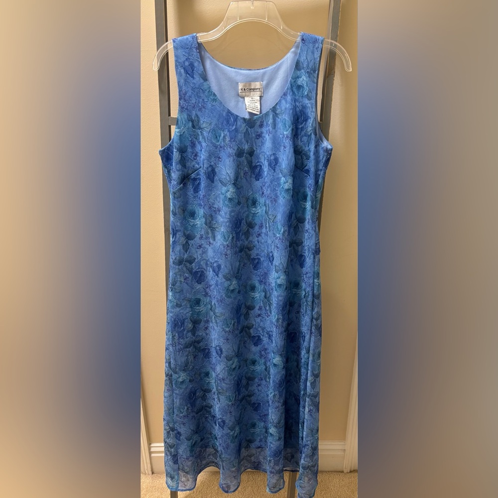 K&Company Blue Floral Crinkle Dress
